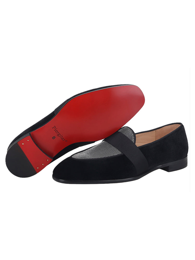 Pilgida Italian Design Handmade Ribbon Men's Loafers Shoes Patchwork Style Velvet Moccasins