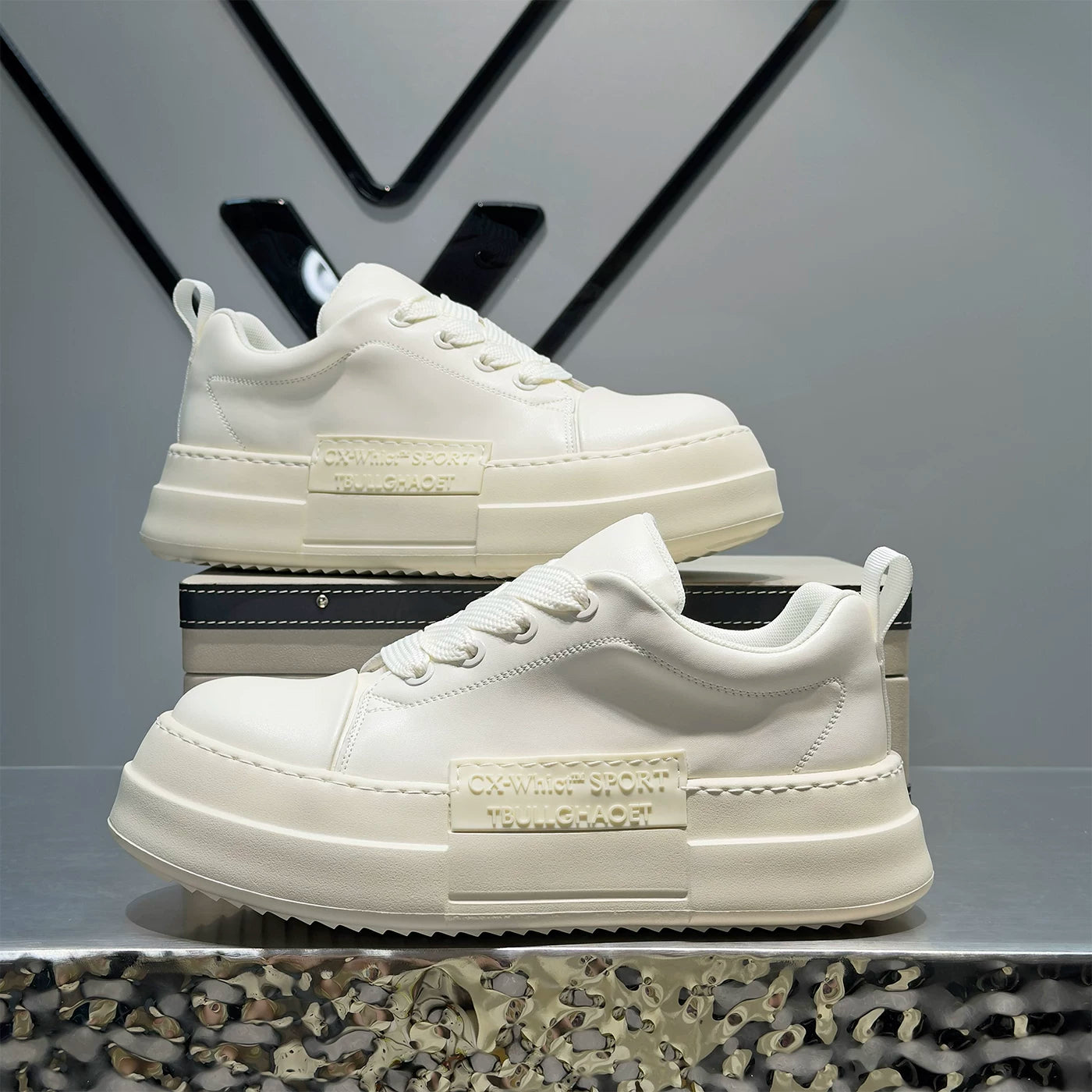 Men's Height-Increasing Platform Minimalist Trendy White Sneakers 2026 New