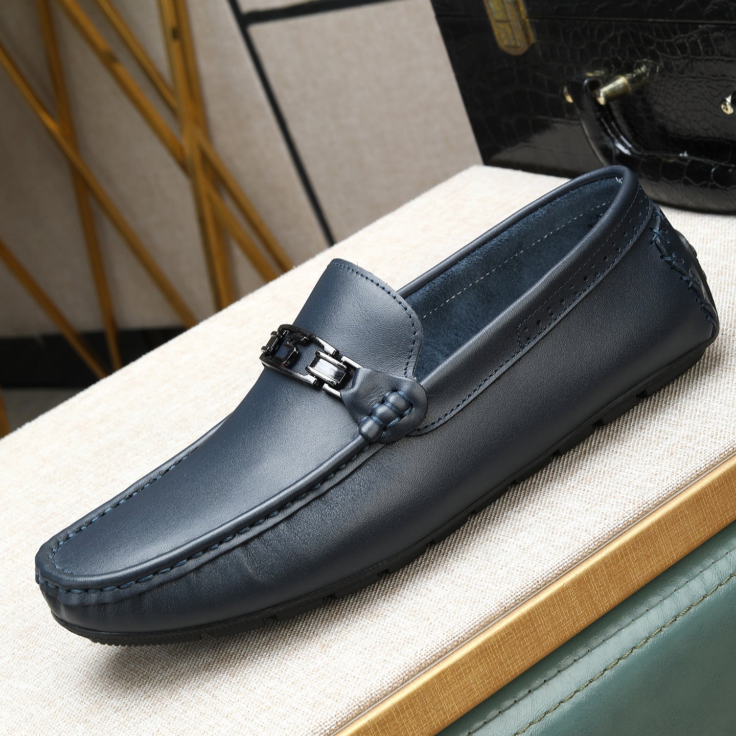 Complete set of soft leather soft bottom men's beanie shoes 2026 spring and summer new arrival breat