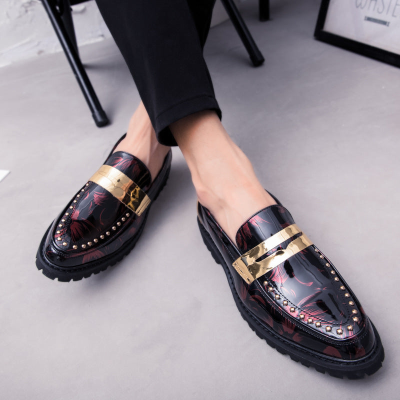 Menfashion glossy white leather shoes men's slip-on wedding photos retrocasual shoes british style s 7