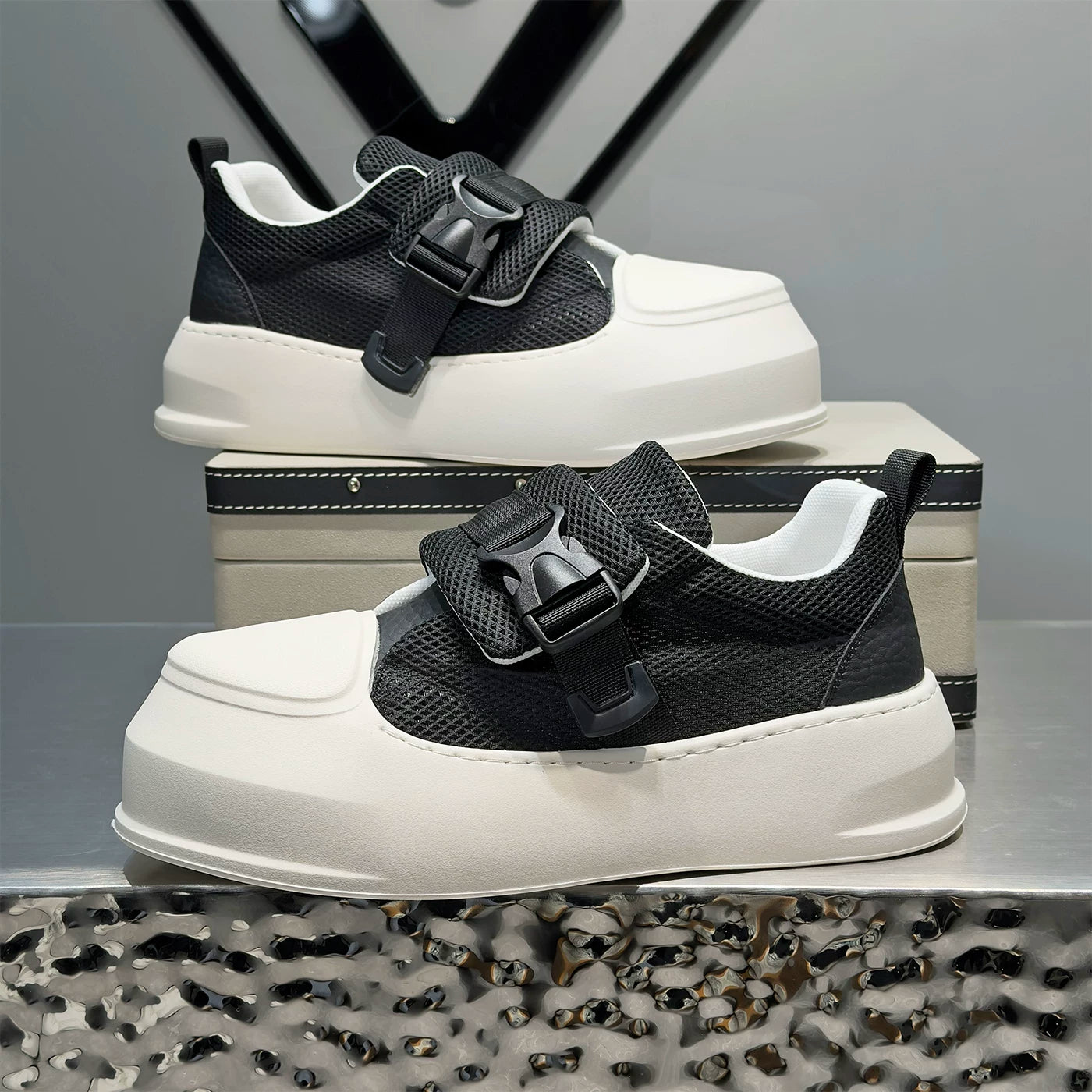 Men's Height-Increasing Platform Breathable Mesh Big-Toe Skate Shoes 2026 Summer New