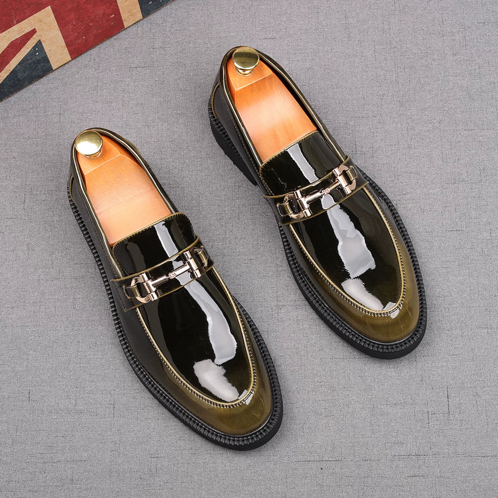 Men's Patent Leather Loafers, Height Increasing, Slip-On