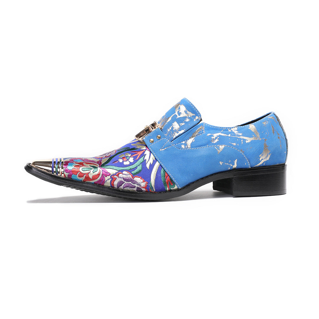 Men's Leather Casual Shoes – Rhinestone Detail, Handmade – Style 842