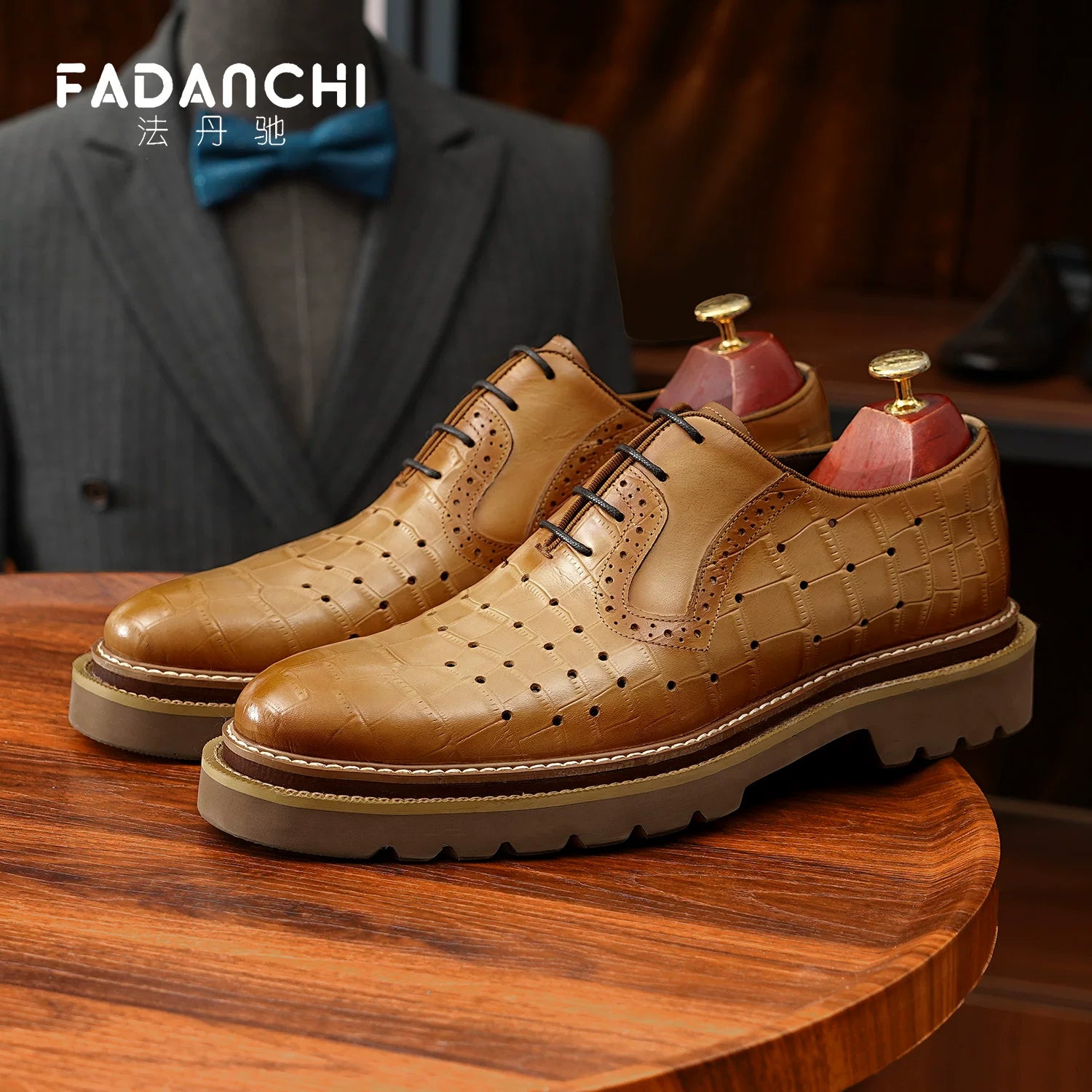 Men's Genuine Leather Oxford Shoes, Height Increasing, Breathable