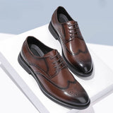 New brogue leather dress shoes for men - british & korean style, business formal, breathable casual