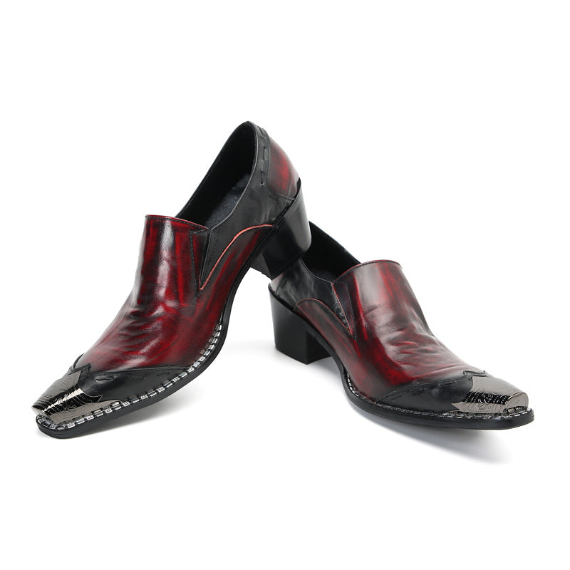 British men's shoes men's best man red groom business dress soft-soled suit summer casual leather shoes men's wedding shoes