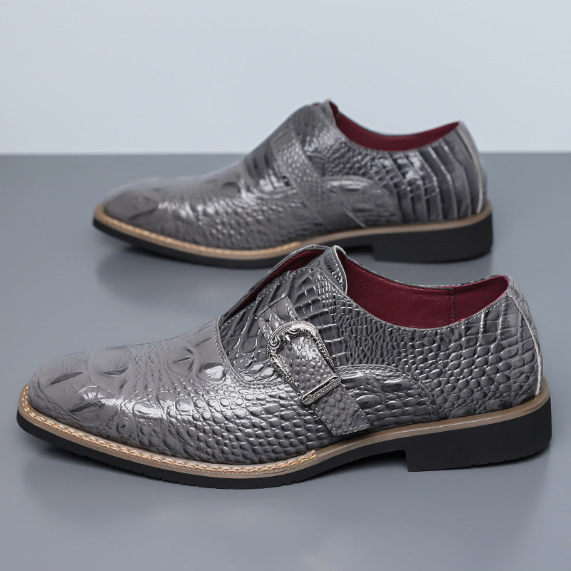 best-selling cross-border crocodile pattern buckle business leather shoes men's large size