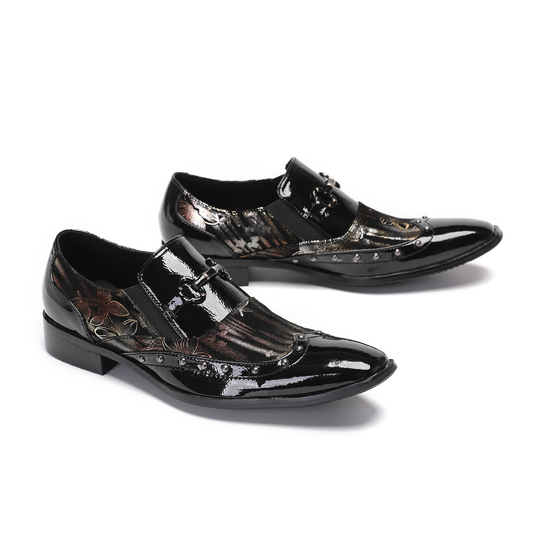 Men's Leather Casual Shoes – Rhinestone Detail, Handmade – Style 28
