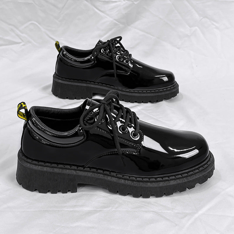 Glossy leather shoes for men, formal business british derby shoes, autum big toe casualtrendy shoes,