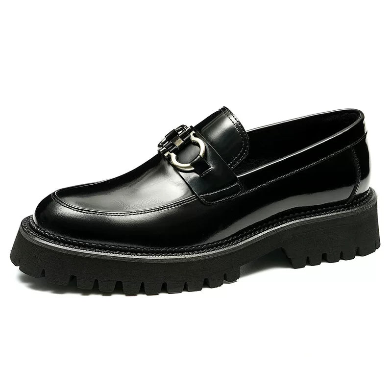 Men's Genuine Leather Loafers, Thick Sole, Slip-On
