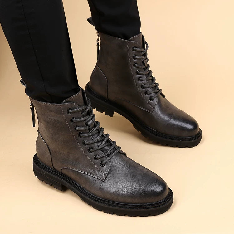 Men's Martin Boots, Height Increasing, Round Toe