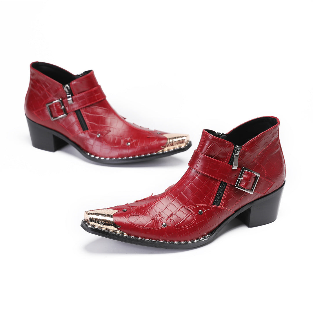 Men's Red Leather Shoes – Business, Wedding