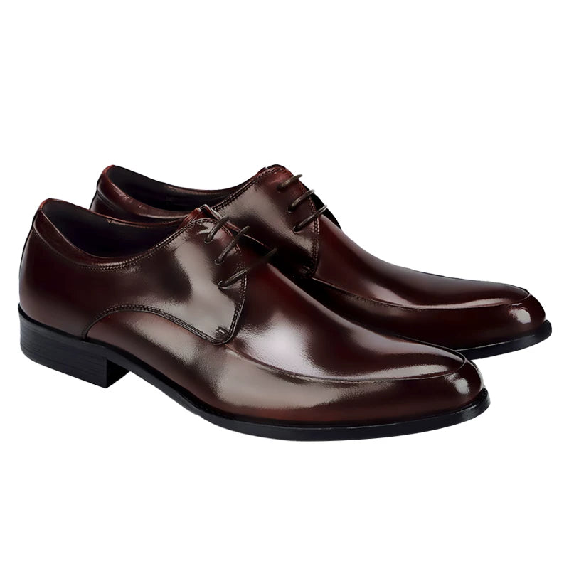 Men's Genuine Leather Wedding Shoes, Pointed Toe, Lace-Up
