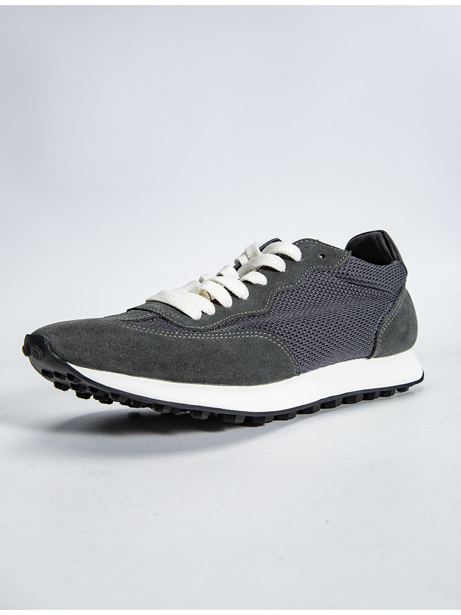 Gray feather argan shoes european station spring and summer new arrival soft breathable leather sports shoes handmade retrocasual board shoes