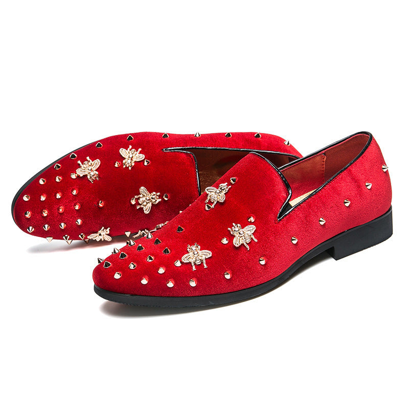 Cross-border hairstylist men's shoes fashion british studded shoes exportplus size slip-on driving 9