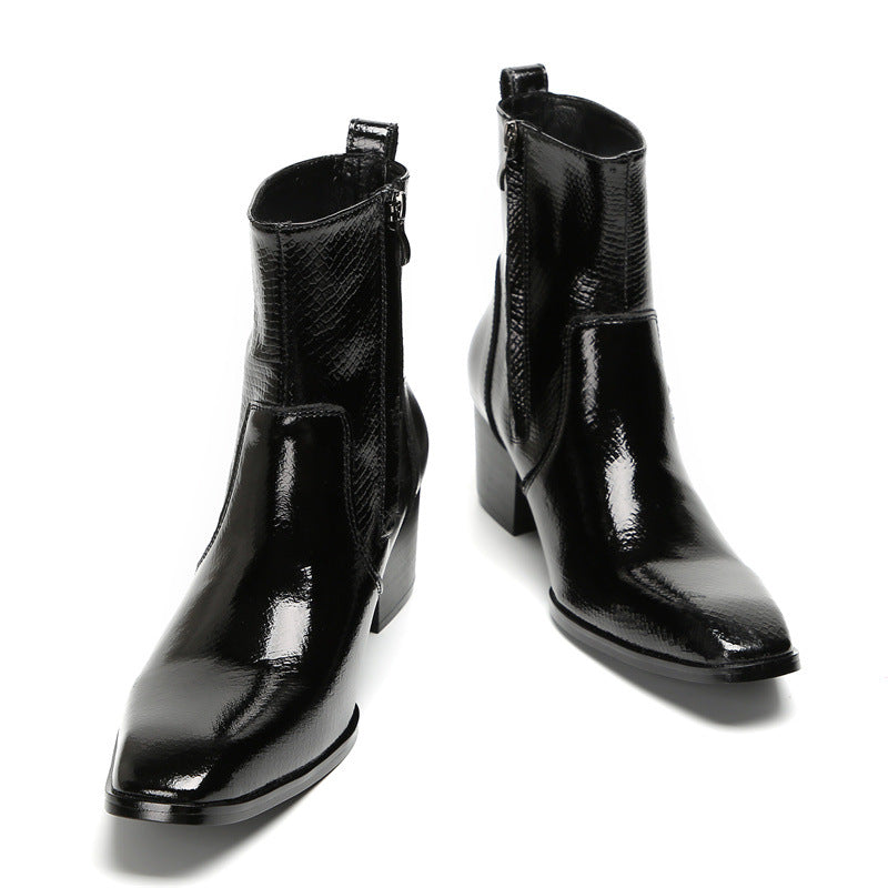 Black high top British autumn and winter men's Martin boots Chelsea boots men's cowhide men's retro men's shoes short boots trendy