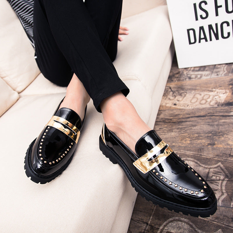 Menfashion glossy white leather shoes men's slip-on wedding photos retrocasual shoes british style s 14