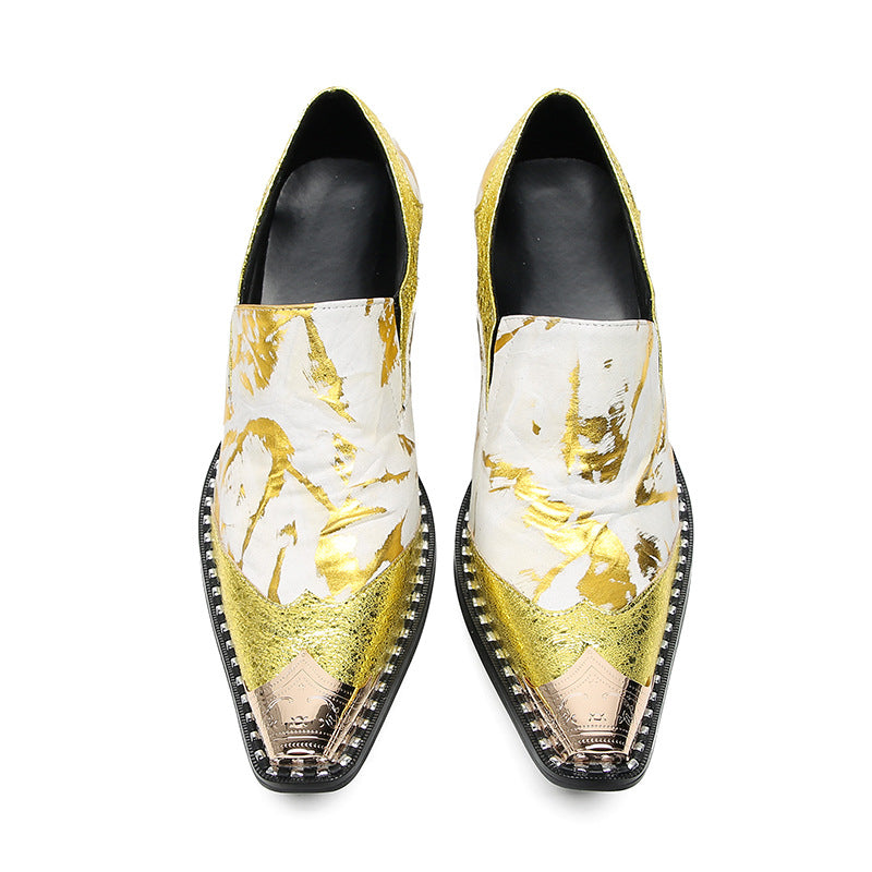 Printed men's summer thin breathable slip-on canvas trendy shoes men's soft sole brand Korean version thick sole casual heightening