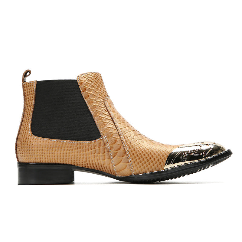 New autumn and winter comfortable cowhide men's shoes Chelsea boots low-cut British style short boots flat-soled Korean style Japanese-style foreign trade shoes
