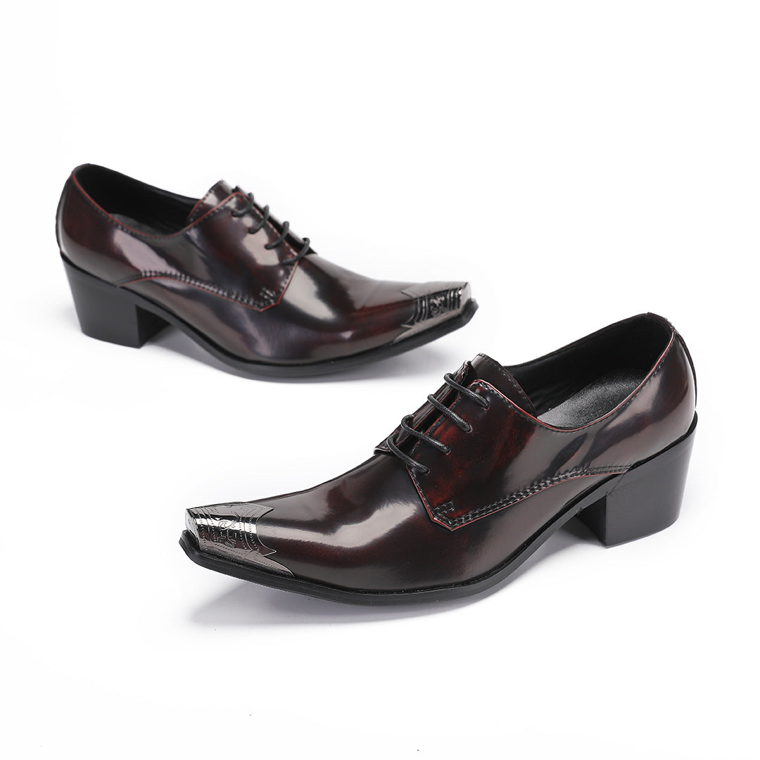 New men's pointed leather shoes British foot dress shoes genuine leather fashion hair stylist shoes foreign trade cowhide loafers