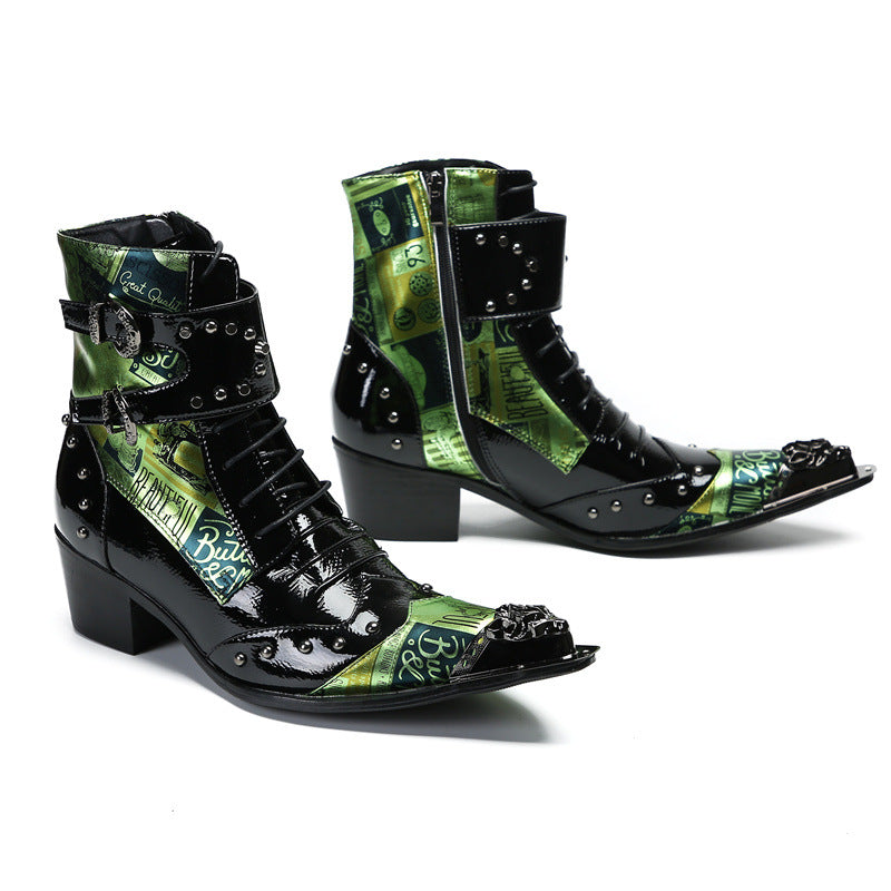 Martin boots men summer mid-high waterproof big green boots men's boots kick-resistant work boots American retro trendy boots men's shoes