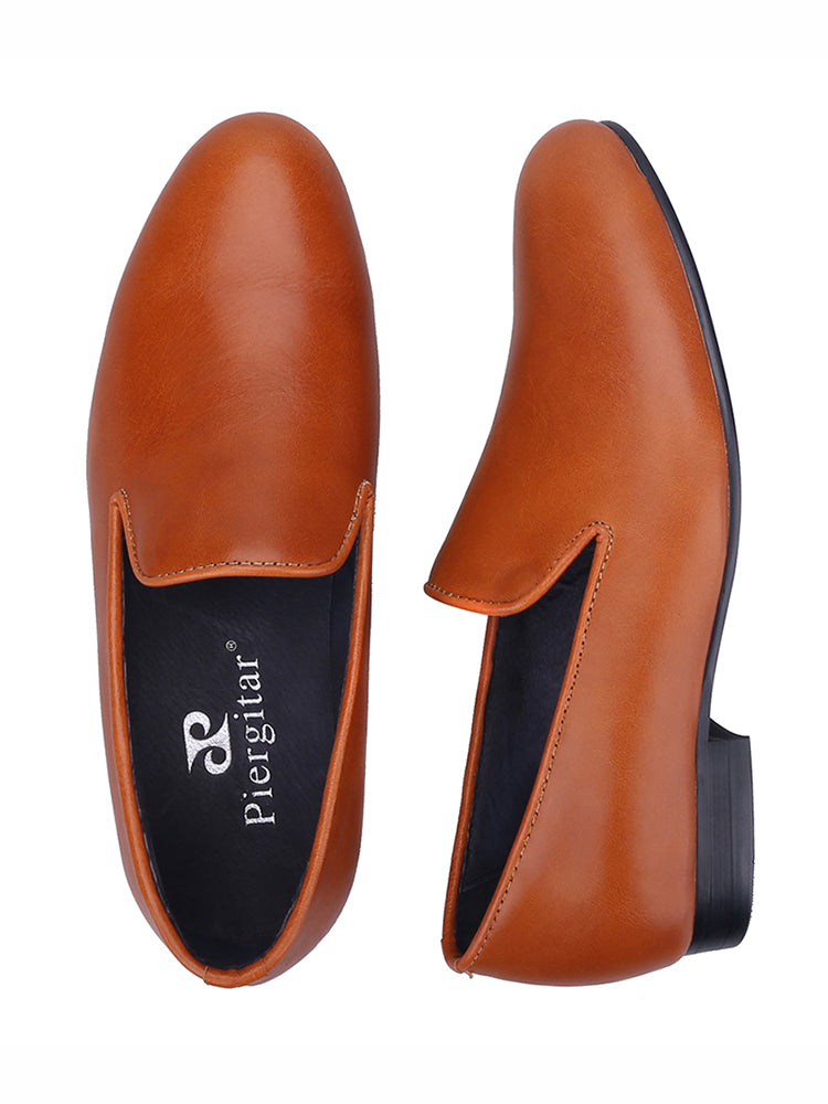 Imported cowhide men's genuine leather loafers British style classic slip-on smoking shoes wedding party new trend matching