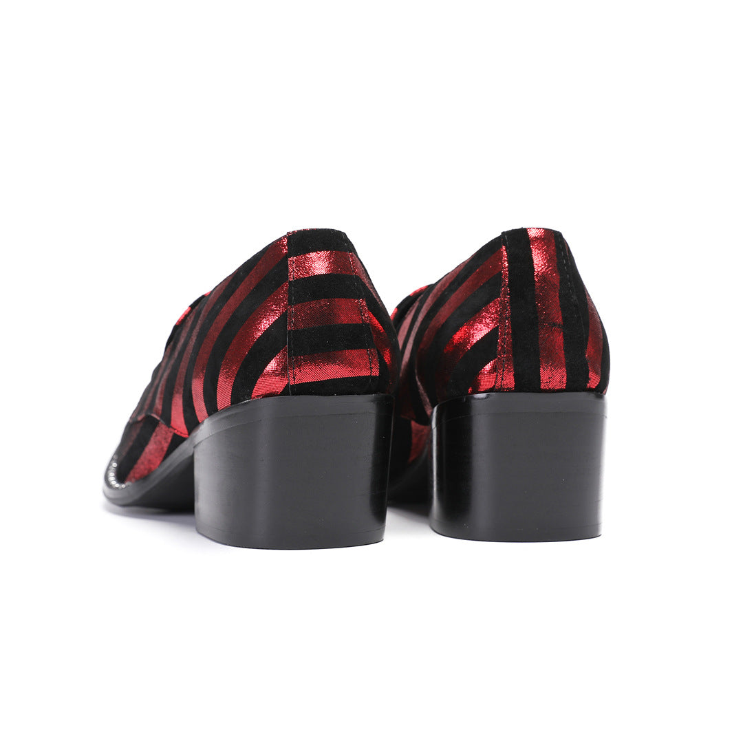 Men's Red Leather Derby Formal Shoes – Pointed Toe, Business
