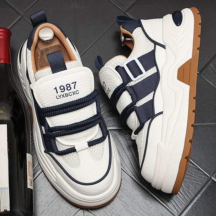 Men's New Height-Increasing Platform Lace-Up Korean Style Color-Block Dad Shoes