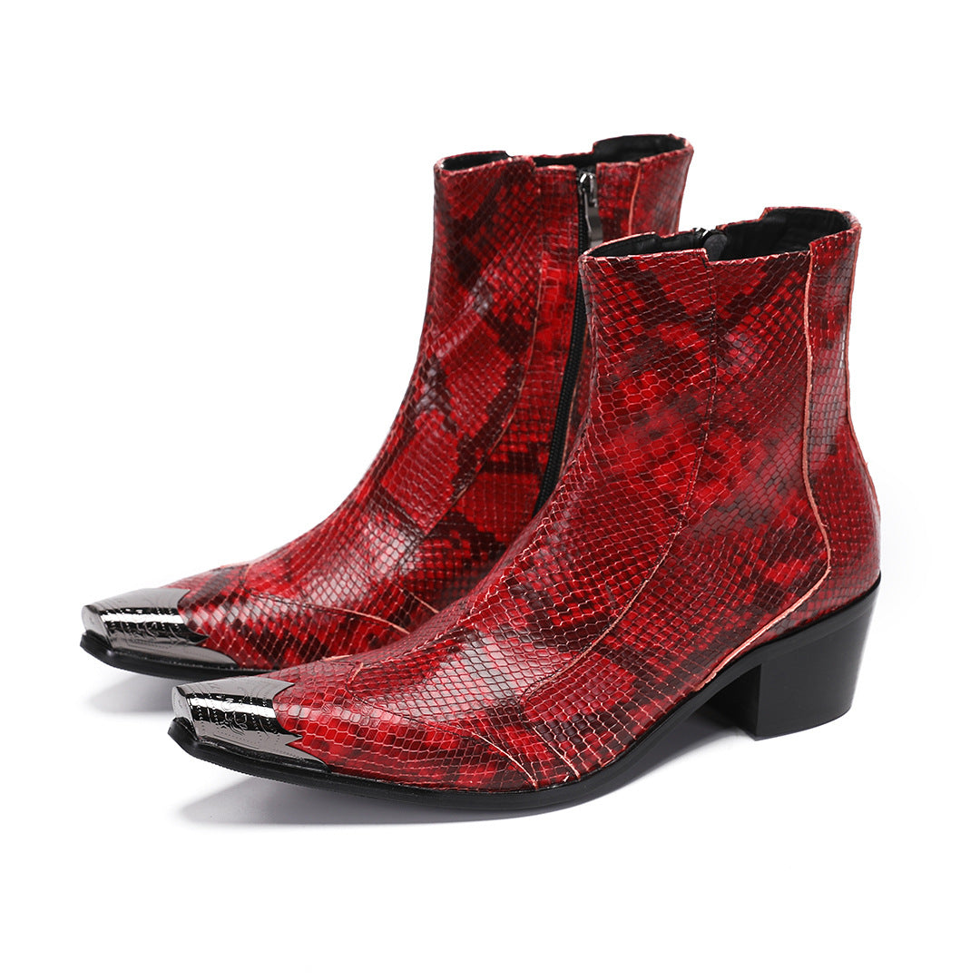 Men's Leather Chelsea Boots – Pointed Toe, Height Increasing – Style 73