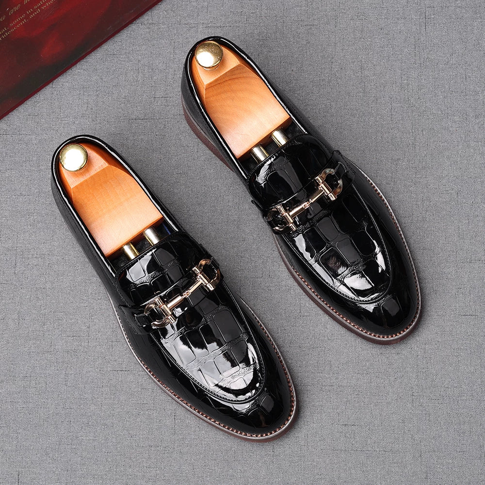 Men's Patent Leather Loafers, Height Increasing, Glossy