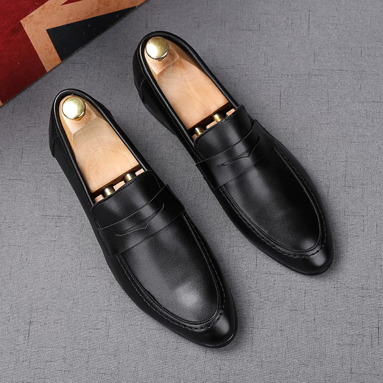 Men's White Loafers, Height Increasing, Pointed Toe