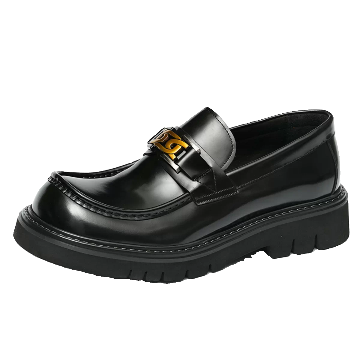 Men's Genuine Leather Loafers, Thick Sole, Patent Leather