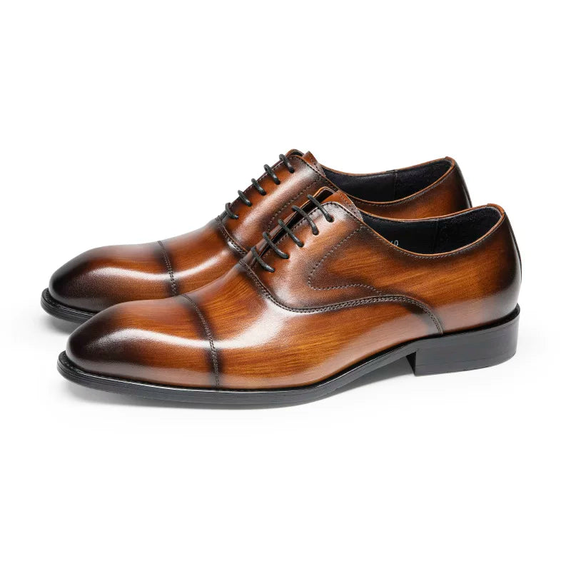 Men's Brown Genuine Leather Oxford Shoes, Business, Formal