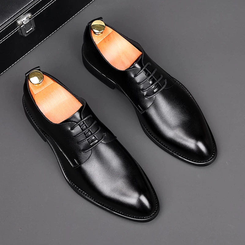 Men's Leather Shoes, Height Increasing, Breathable
