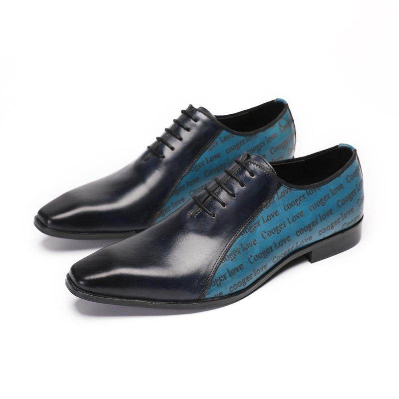 Men's Leather Derby Formal Shoes, Lace-Up, Retro