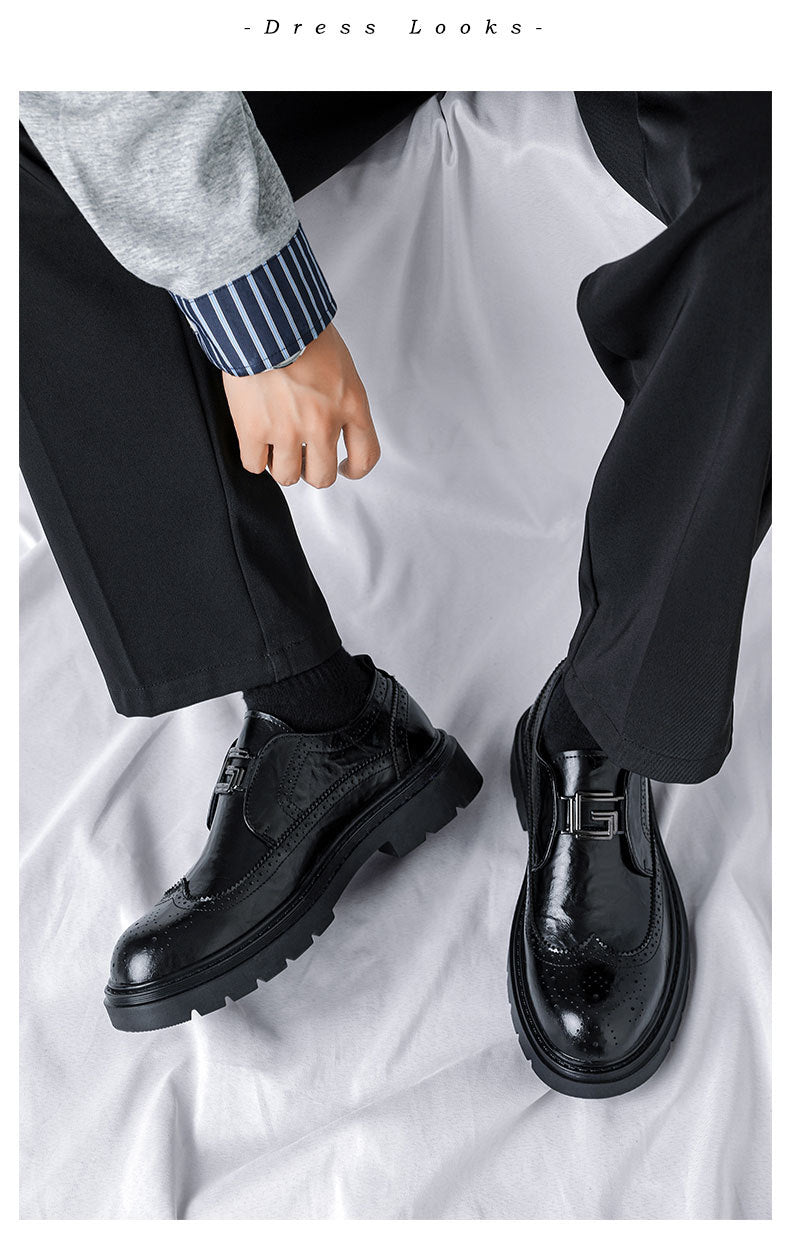 Matching suit wedding shoes men's brogue slip-on leather shoes 2026new arrival black easiest for mat 10