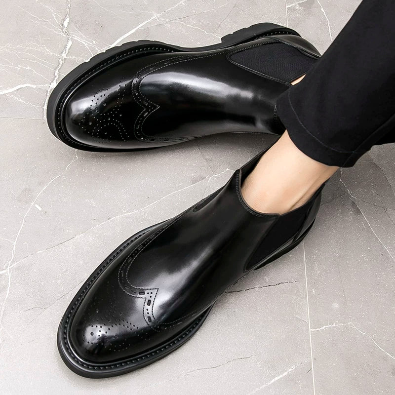 Men's Genuine Leather Chelsea Boots, British Style, Business