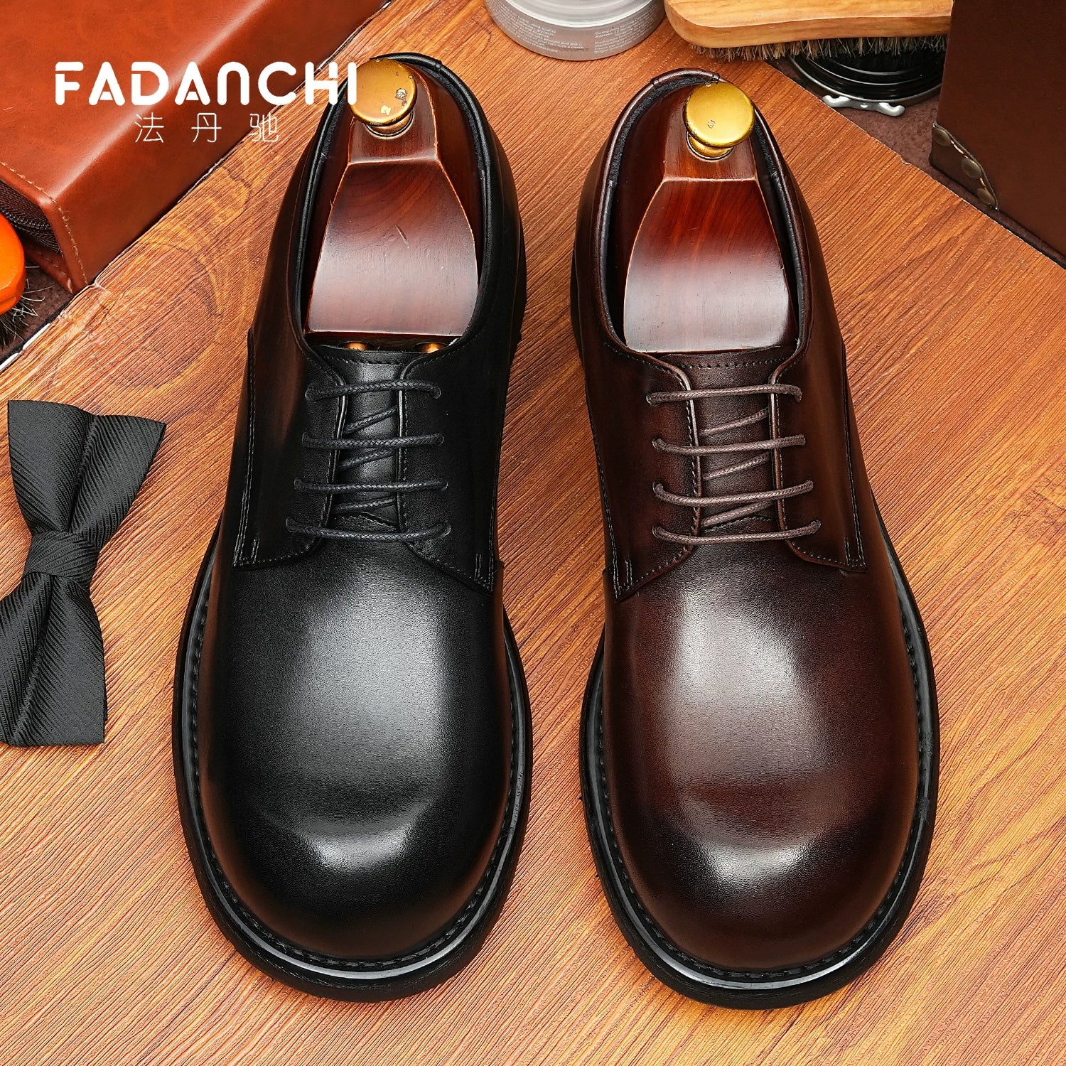 Men's Genuine Leather Derby Shoes, Round Toe