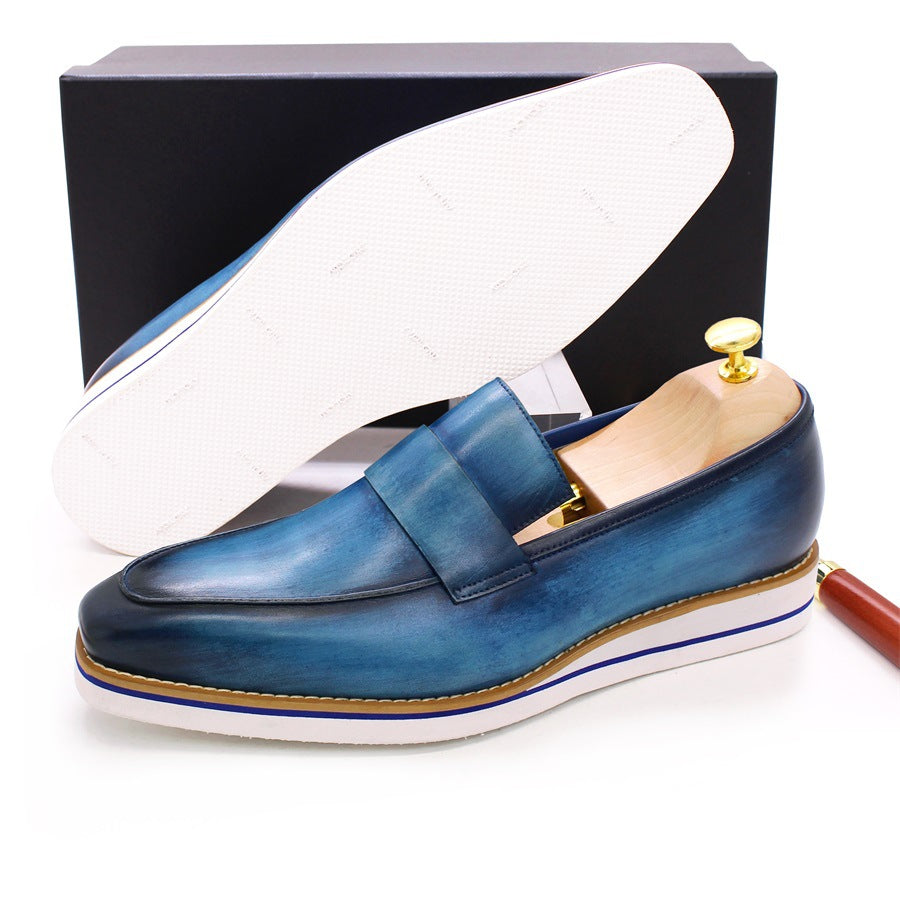Guangzhou Men's Shoes Men's Leather Handmade Casual Shoes Lightweight and Comfortable Flat Loafers Slip-on Men's Shoes