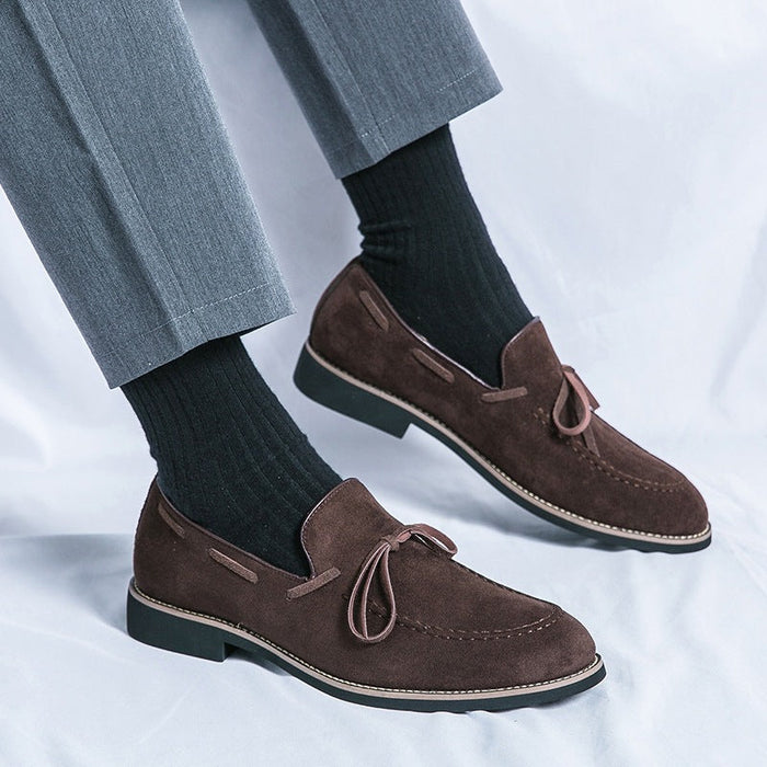 Cross-border spring bow slip-on leather shoes fashion formal business casual shoes plus size loafers