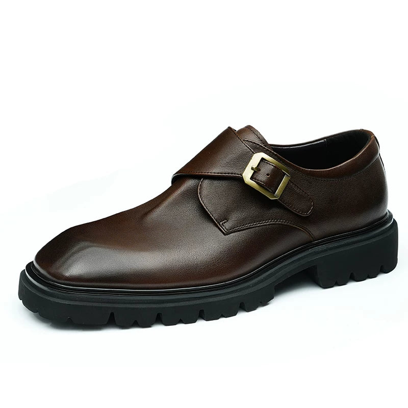 Men's Genuine Leather Leather Shoes, Height Increasing, Thick Sole