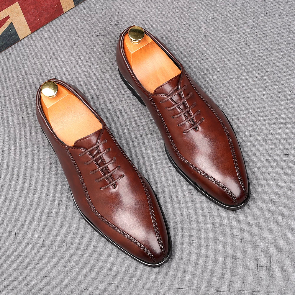 Men's Brown Derby Shoes, Height Increasing, Handmade