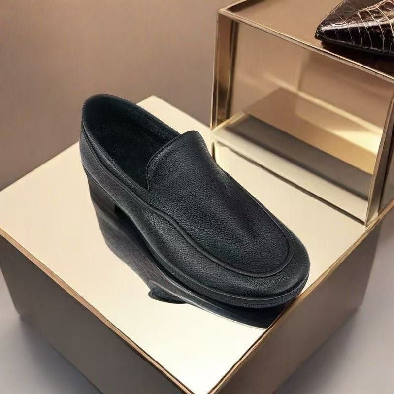 Men's Soft Sole Leather Business Loafers - Black 5