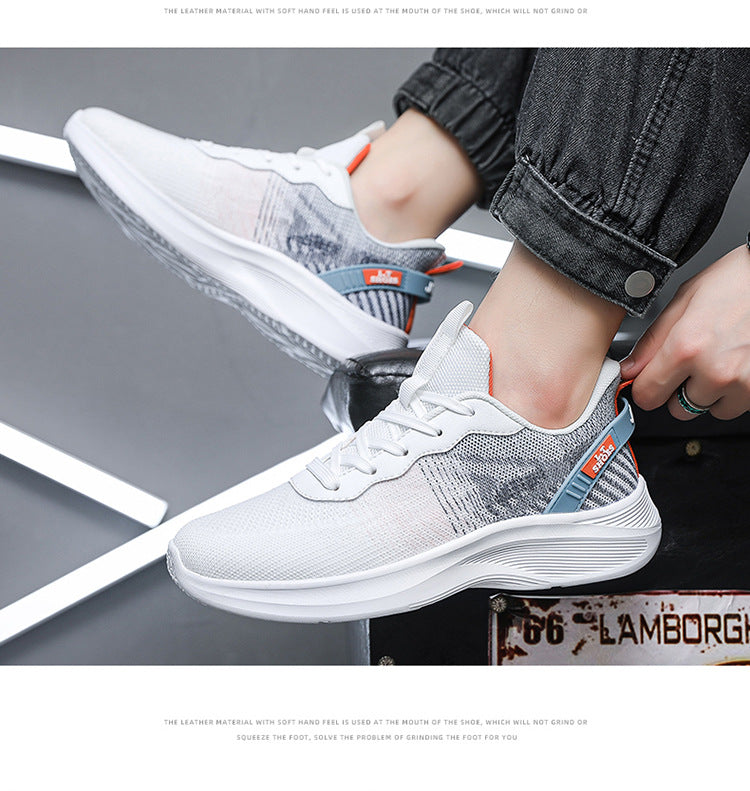 Extra large size sports shoes spring autum men's shoes 48 fly weaving lightweight thick sole 49 sports students 50 non-slip mesh running shoes