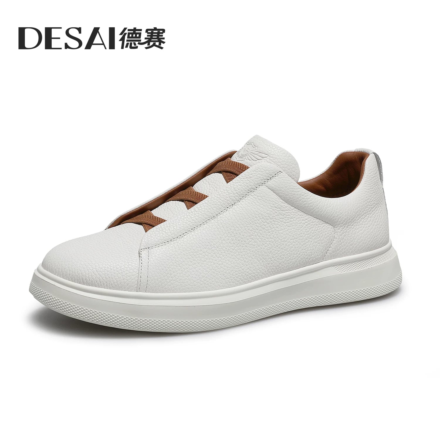 Men's Genuine Leather Skate Shoes, Breathable, Slip-On
