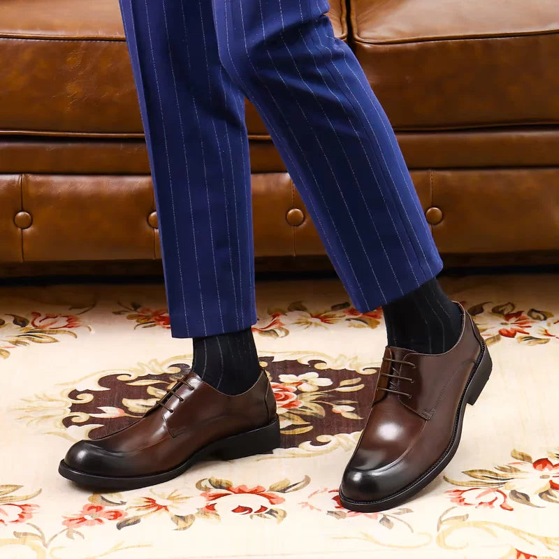 Men's Genuine Leather Leather Shoes, Height Increasing, Thick Sole