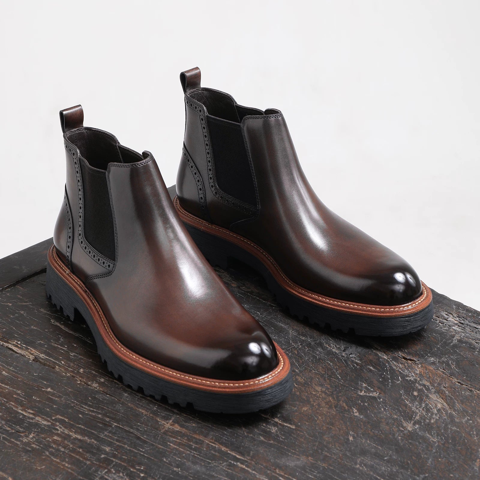 Men's Genuine Leather Martin Boots, Thick Sole, Handmade