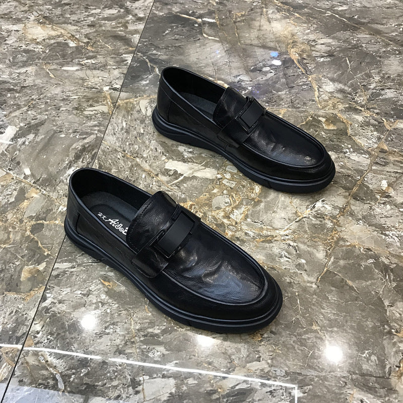 Men's Black Cowhide Casual Loafers 4