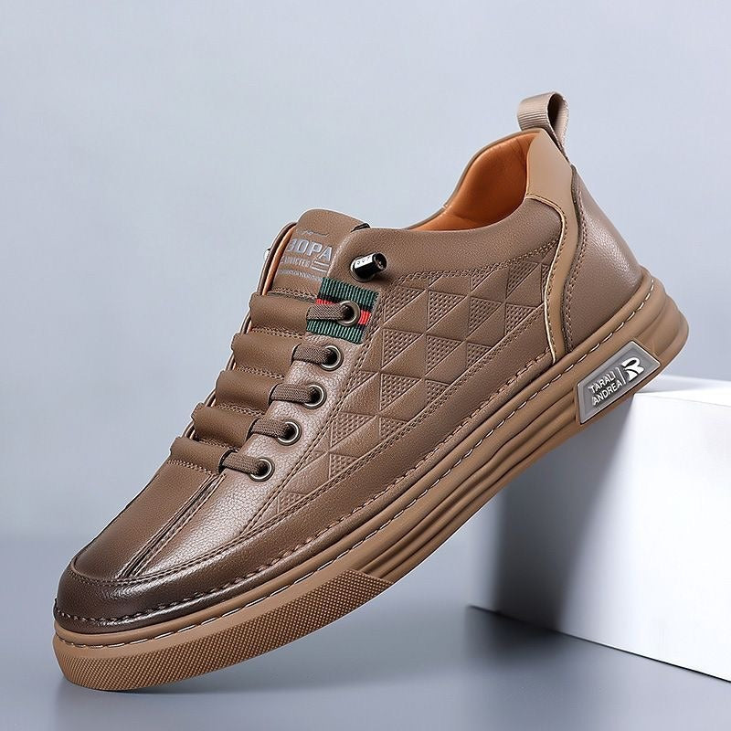 Men's Casual Leather Shoes - Breathable White Non-Slip