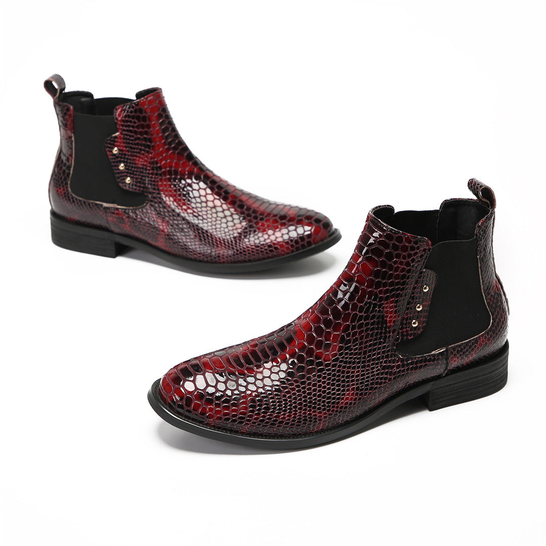 Spring and Autumn new British leather boots men's cowhide business casual high-top leather shoes Korean version pointed short boots men's Martin boots